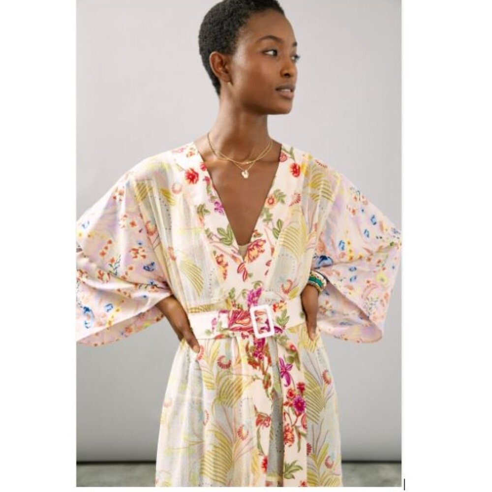 Anthropologie Dani Floral Kimono / Robe in Pink Motif - One Size - NWT - Picture 3 of 7